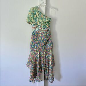 Amur Jaylah Patchwork Floral Print Silk Midi Dress 2